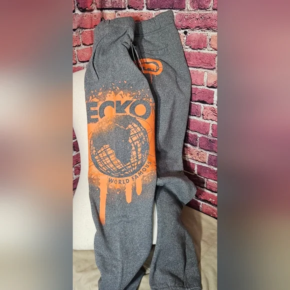 Ecko Unltd Gray Joggers with Orange Accents Mens Large - Picture 14 of 15